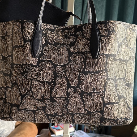 Kate Spade Navy and White Dog Tote Bag and Detachable Zip Bag - Picture 11 of 16